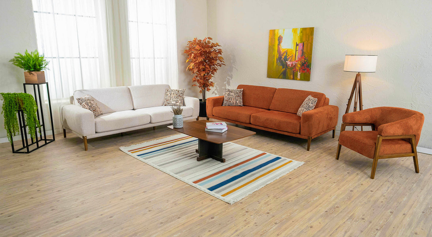 Angora-Sofa-Set (3 Betten + 3 + Sessel)