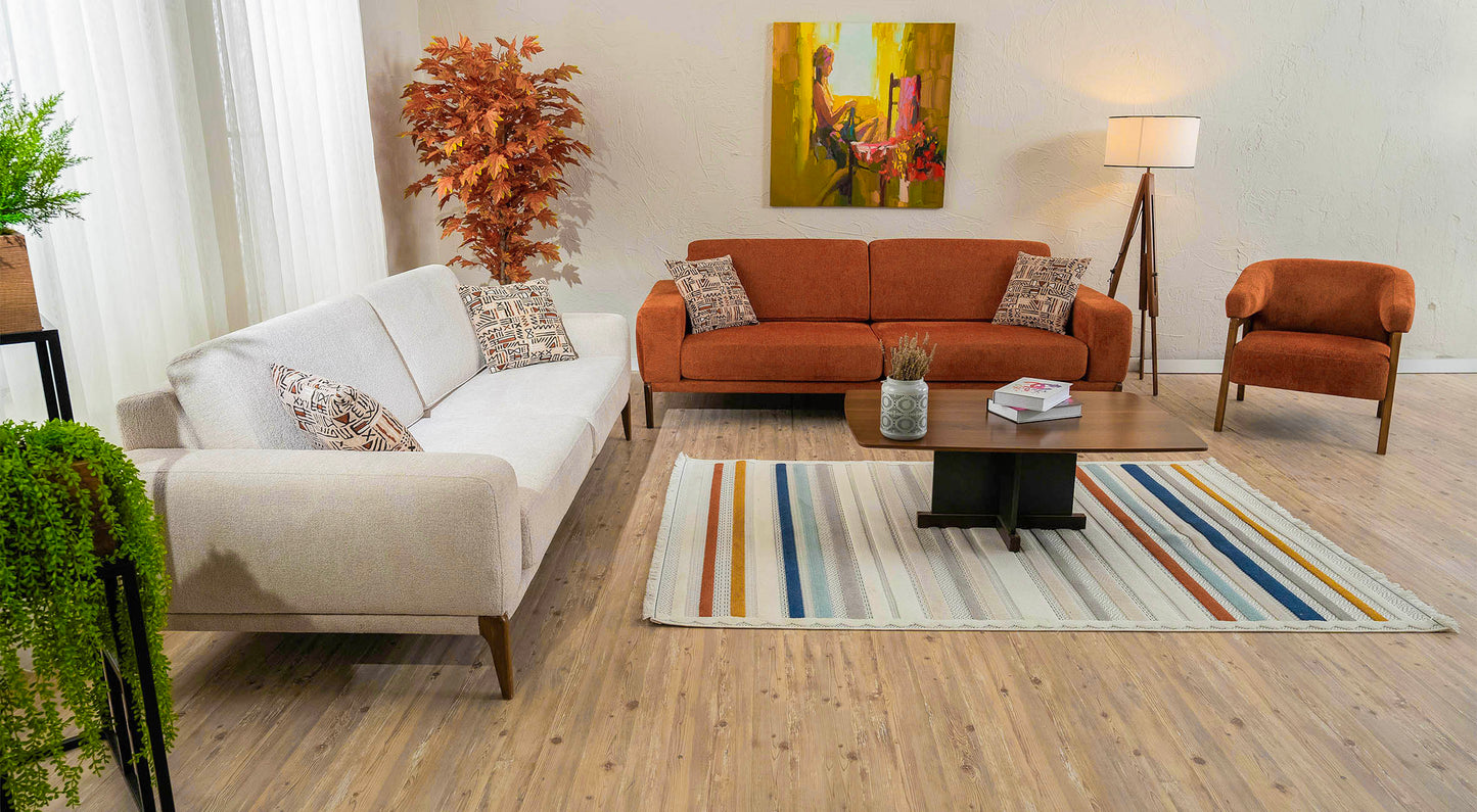 Angora-Sofa-Set (3 Betten + 3 + Sessel)