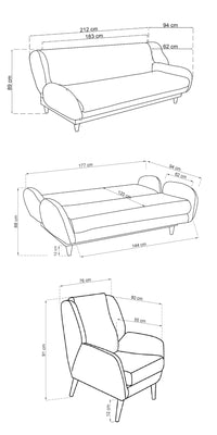 Anatolia Sofa Set (3 Beds + 2 Beds + Armchair)