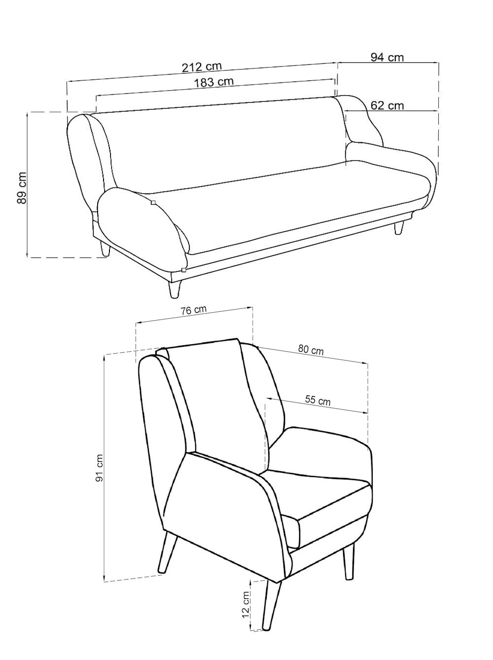 Sofagarnitur Anatolia (3-Bett + 3-Bett + Sessel)