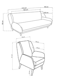 Sofagarnitur Anatolia (3-Bett + 3-Bett + Sessel)