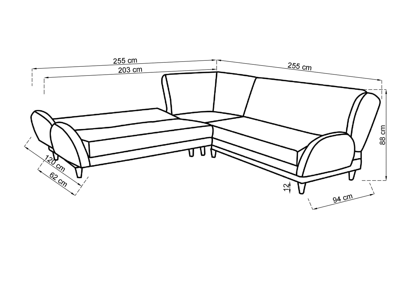 Anatolia Corner Sofa 255x255 (With Bed)