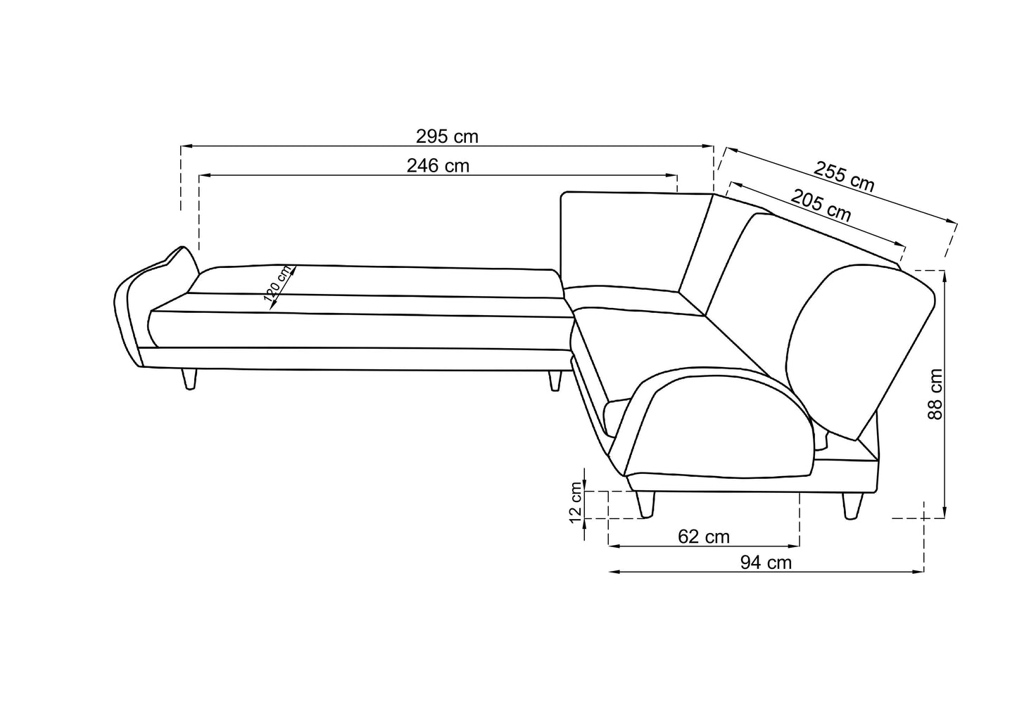 Anatolia Corner Sofa 295x255 (With Bed)