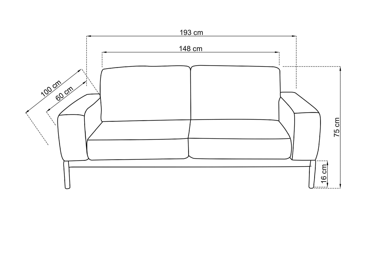 Angora Two-Seater Sofa (Without Bed)