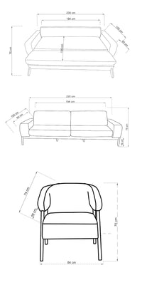 Angora Sofa Set (3 Beds + 3 + Armchair)