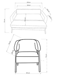 Angora-Sofa-Set (3 Betten + Sessel)