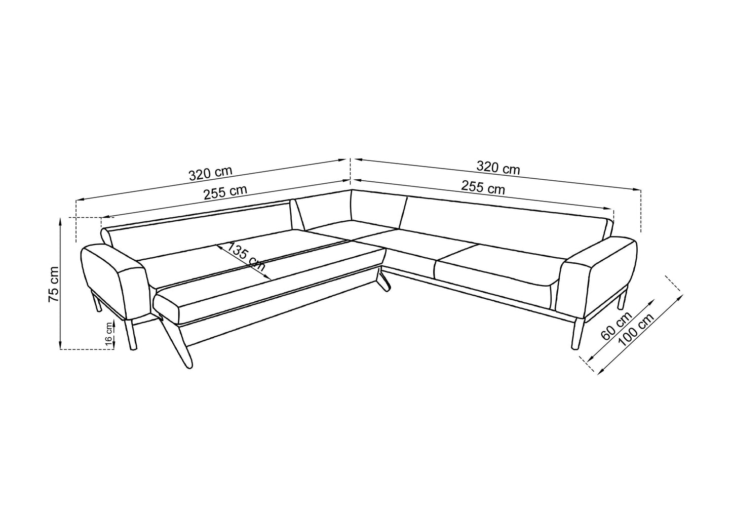 Angora Corner Sofa 320x320 (With Bed)