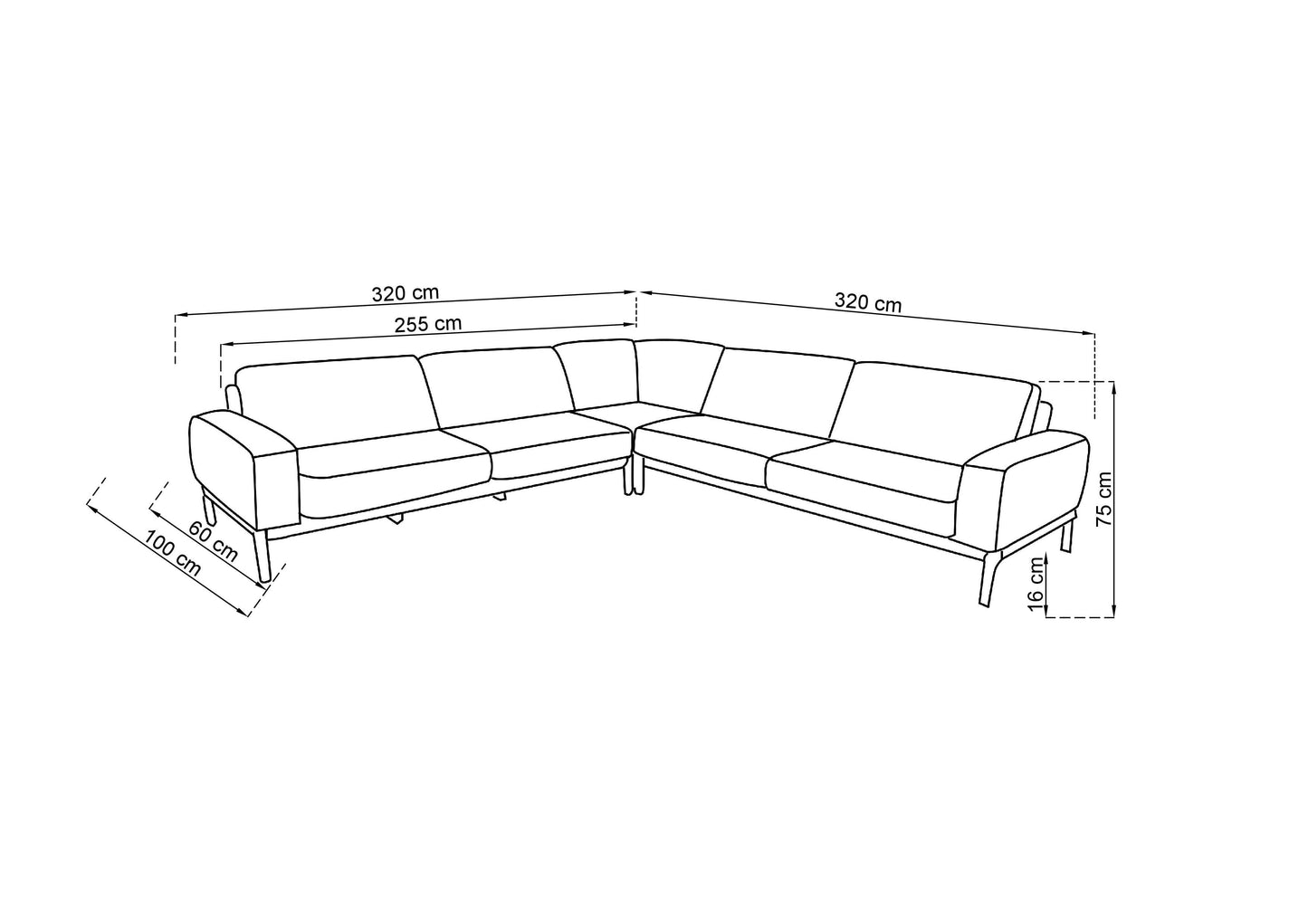 Angora Corner Sofa 320x320 (Without Mattress)