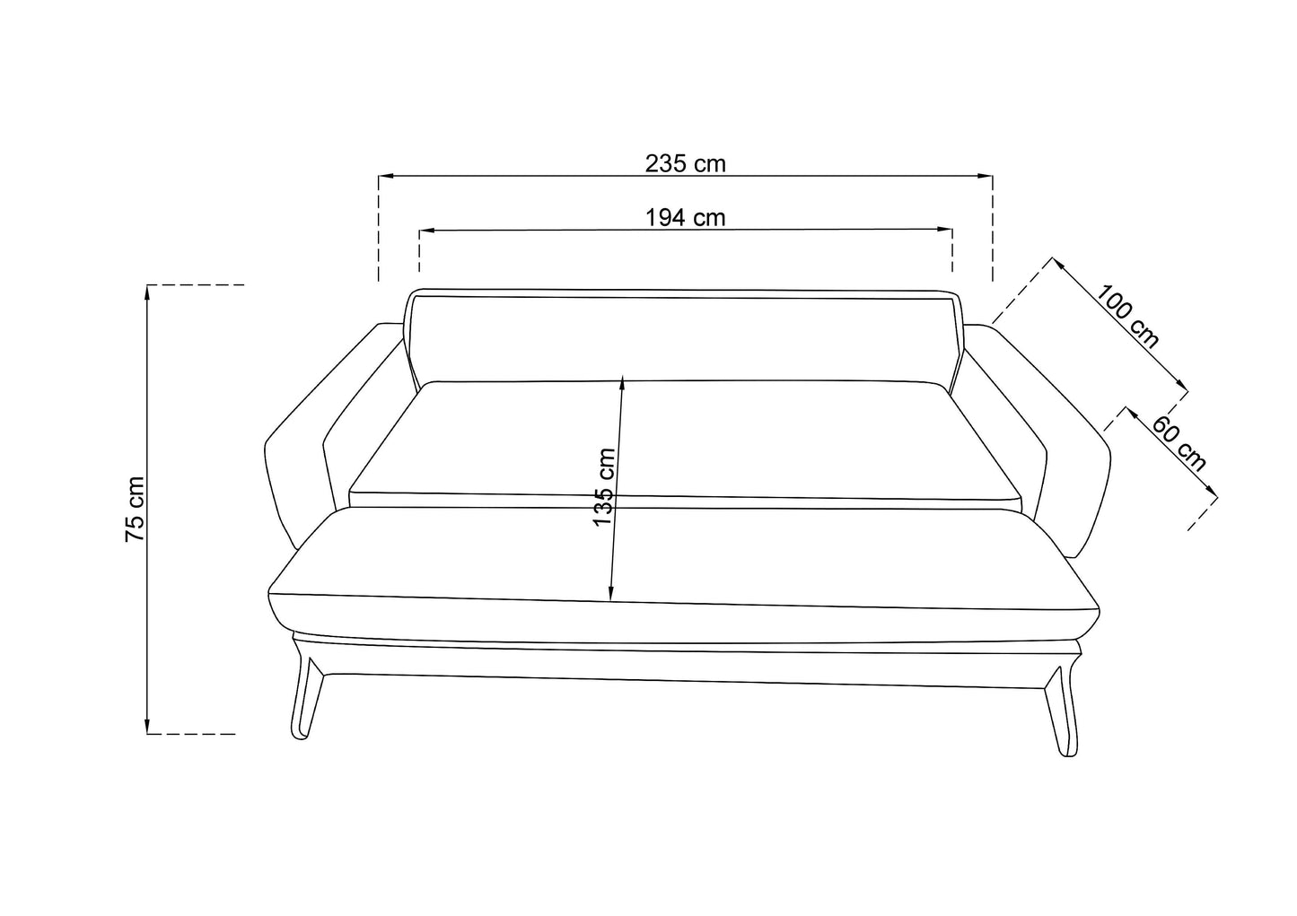 Angora Three-Seater Sofa (With Bed)