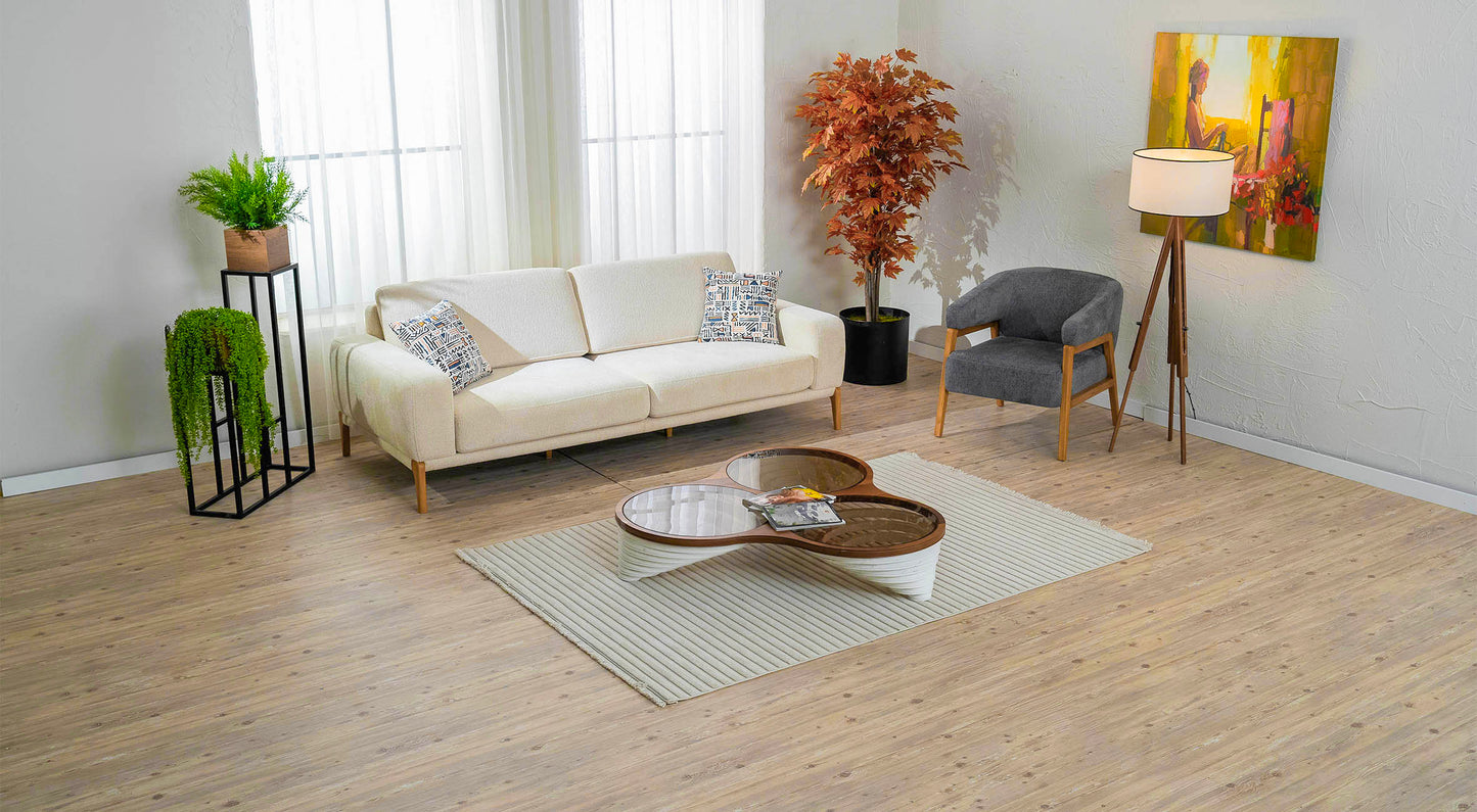 Angora-Sofa-Set (3 Betten + Sessel)